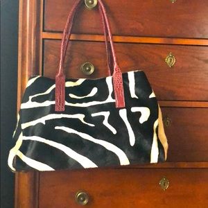 Italian leather “furry” zebra handbag